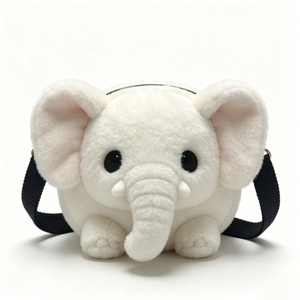 Customized Cute round <b>white</b> pig plush crossbody <b>bag</b> with pink snout,Soft <b>fluffy</b> pig shaped plush shoulder purse - Product Image 5