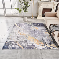 Tapis d'appoint en velours bleu cristal de style moderne, ultra doux, imperméable, antidérapant, à poils épais, fantaisie, fabriqué à la machine, toutes saisons DILAN