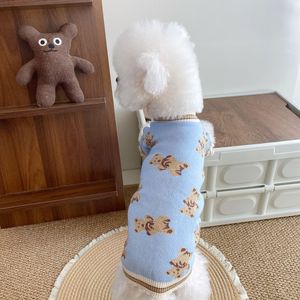 Pull tricoté pour animaux de compagnie, motif ours bleu, vêtements d'hiver pour petits chiens, Bichon Frise, caniche, Schnauzer, Teddy Cat, vêtements confortables - Product Image 2