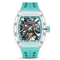 Montre automatique squelette haut de gamme pour homme, boîtier transparent en PC, étanche, montres-bracelets pour homme, Montre Homme Automatique