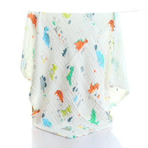 고품질 41x41'' 100% 유기농 면 6겹 거즈 아기 담요 (잎 무늬 직조 및 혼합 충전재 포함) - Product Image 3