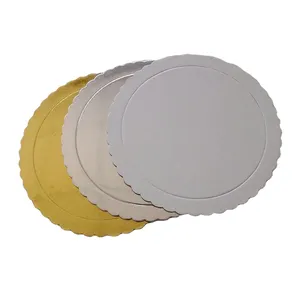 Золотой и Серебряный ПЭТ ламинированный с зубчатыми прямыми краями 3 мм круглая картонная доска для торта