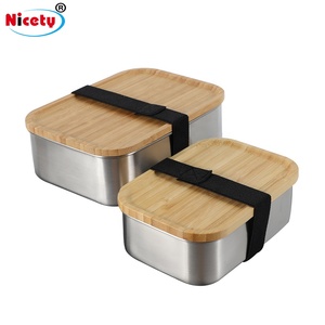 Nicety Custom Bambus Bread Lunch Box Bento Japan Sushi Box Wood Container Metal Box 800ml