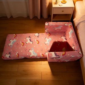 Sofá Cama Convertible 2 en 1 para Niños Pequeños, Diseño Animal, Color Rosa Popular, <span class=keywords><strong>Plegable</strong></span>, Ligero - Product Image 3