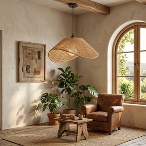 <b>Vintage</b> Industrial Hemp Rope Pendant Chandelier <b>Lamp</b> Rustic Woven Basket Hanging Light Fixture for Cafe Bar Hotel Decoration - Product Image 2
