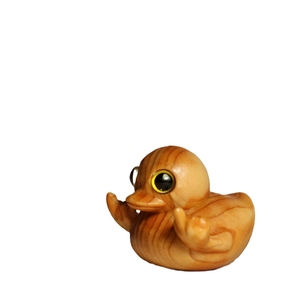 Handmade Wooden Duck Figurine Middle Finger Carving Abstract Pattern Art Deco Design Office Desktop <strong>Decoratio</strong> - Product Image 1