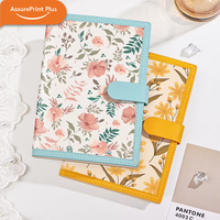 Carnet en cuir PU à imprimé floral avec reliure thermique, boucle magnétique, logo personnalisé, carnet de planification A5 à couverture rigide pour cadeau de bureau