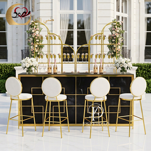 Wedding Contemporary Modern Stainless Steel Frame PVC Commercial <b>Folding</b> Bar Counter for Home Bar Hotel and Living Room Use - Product Image 2