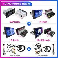 Radio de Coche Android de 6.9/7/9/10/10.33 Pulgadas 1 Din con Pantalla Táctil Extensible, Reproductor de MP3, MP5, Multimedia, Reproductor de DVD para Coche, Estéreo