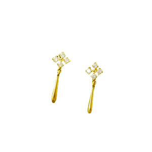 CANNER Boucles d'oreilles clous en argent sterling 925, motif flocon de neige simple, pour femme, avec cristaux pavés et pampilles goutte d'eau, bijoux en or 18 carats - Product Image 6