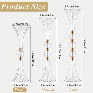 Décoration de mariage Cristal acrylique transparent Support de fleurs de mariage Pièce centrale pour table de mariage - Product Image 3