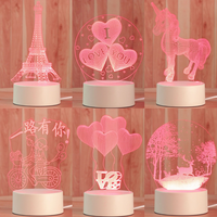 Lampe de Table acrylique à LED 3D, Illusion créative, dessin animé, veilleuse, luminaire décoratif, idéal pour la chambre d'un enfant, une Table de noël