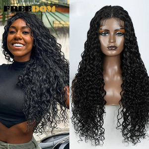 Parrucche Frontali in Pizzo FREEDOM con Capelli Ricci in Fibra Resistente al Calore per Donne, Marrone e Biondo, Parrucche BIO Hair 22 26 30 Pollici per <span class=keywords><strong>Cosplay</strong></span> - Product Image 2