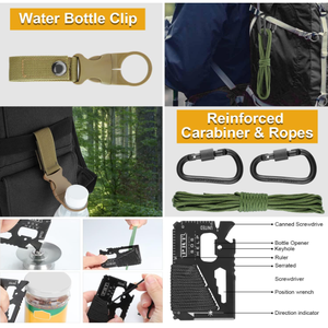 Kit de survie en acier inoxydable 19 pièces, équipement de survie d'urgence, matériel de pêche et de chasse pour hommes, accessoires de camping - Product Image 5