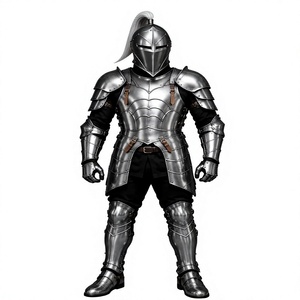 Armure de Chevalier Gothique Médiévale en Acier Plaqué Nickel Noir, Style Antique 3D Complet, Polie et Portative, pour Halloween et Combat Artistique - Product Image 1