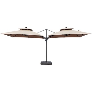 ร่มในสวนแบบสองหัวเฟอร์นิเจอร์กลางแจ้งทันสมัยร่มกลางแจ้งกันน้ำร่มลาน - Product Image 5