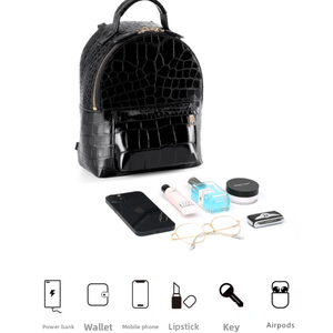Mochila Pequeña de Piel de Cocodrilo Siamés, Mochila Versátil para Mujer, Mochila de Viaje de Gran Capacidad - Product Image 6