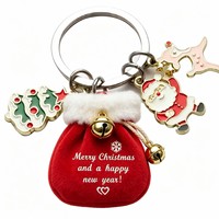 Porte-clés en métal de Noël, breloque tendance, décoration d'emballage, décoration de sapin de Noël, cadeau, pendentif pour clés de voiture