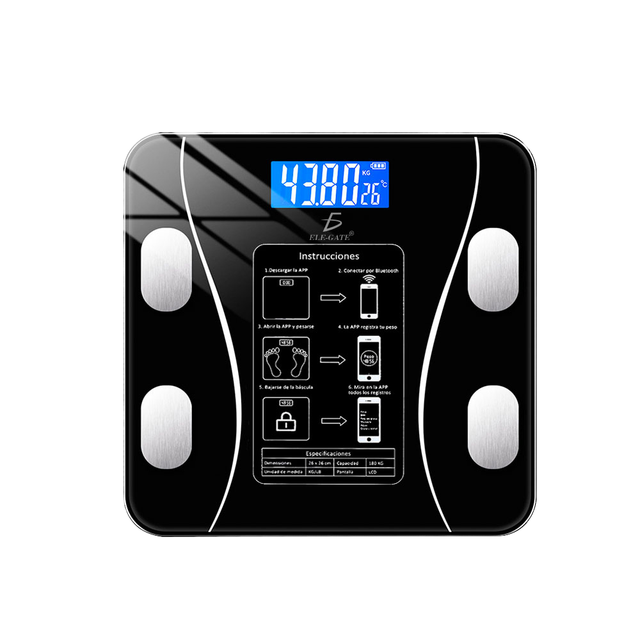 Smart for Bluetooth Bathroom Scale 26CM 180KG/396LB Capacity Digital Display BMI Measurement Body Fat Scale