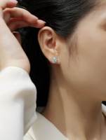 0.5ct 1CT 2CT 3CT 5CT圆形明亮切割硅石耳钉925纯银耳环女性精美耳环