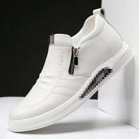 Chaussures de Ville Décontractées en Cuir PU Imperméables pour Hommes 2024, Modèle Plat pour la Randonnée et la Marche, à Bout Pointu pour les Saisons d'Automne et d'Hiver