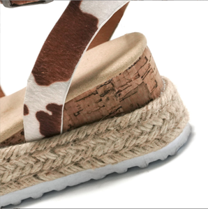 Girls Cow Sandals Children's High Heels Shoes Kids Sandals Summer Baby Catwalk Princess Shoes - Product Image 5