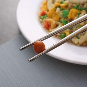 304 Stainless Steel Chopsticks Thickened Square Anti Slip For Adults And Children 22cm 19cm Food Grade <b>Microwave</b> Oven Safe - Product Image 4