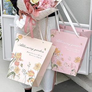 Túi giấy đựng hoa hình thang thủ công tự làm, quà tặng hoa, in logo tùy chỉnh cho cửa hàng hoa hoặc làm túi xách - Product Image 2