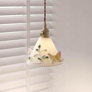 French Country Style Pendant <b>Light</b> 200x280mm LED E27 Gold Round <b>Single</b> Head For Bedroom Living Room Study - Product Image 1