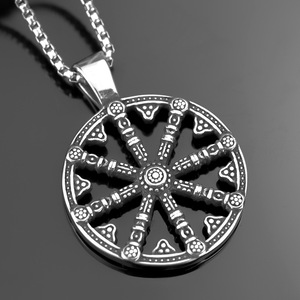Men's Stainless Steel Pendant <b>Necklace</b> Geometric Design Nautical <b>Compass</b> Style Gift Jewelry for Clothing Matching - Product Image 2
