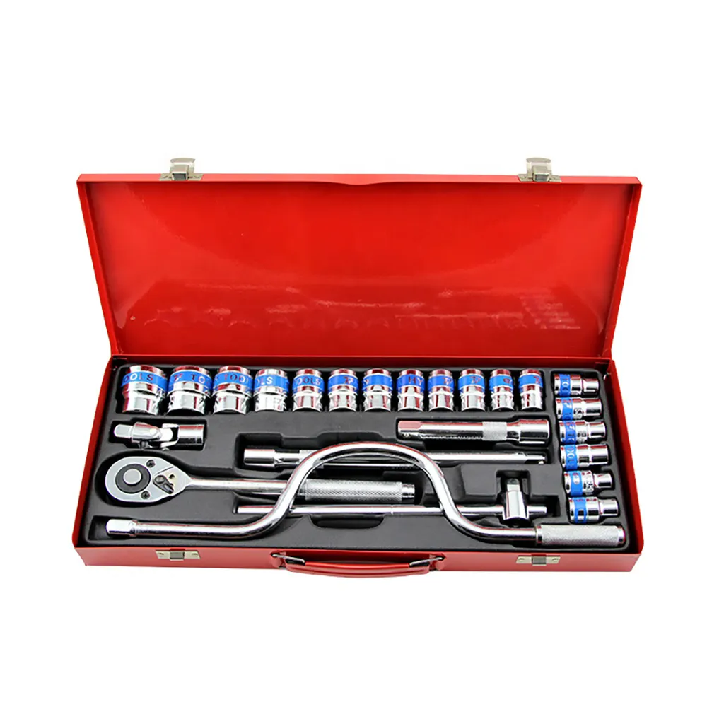 24 PCS 도구 상자 도구 소켓 스마트 수리 도구 소켓 래칫 렌치 세트 아이러니 박스