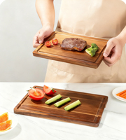 Planche à découper en bois d'acacia de qualité supérieure pour les hôtels, les cuisines et la maison Planche à découper en bois massif épaissi Personnalisation disponible