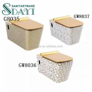 10 YRS WARRANTY Rimless Tornado Ceramic GOLD PLATED COLORED Wall Hung Toilets