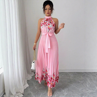 Robe longue plissée à imprimé floral et taille élastique pour femme, nouvelle mode printemps 2026