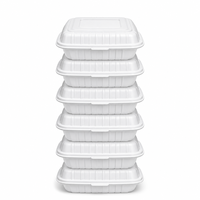 Contenants alimentaires jetables en MFPP noir extra profonds de 9x9x3,4 pouces, 47 oz, 1400 ml, boîte bento carrée jumbo pour les repas en famille