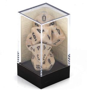 Jeu de <span class=keywords><strong>dés</strong></span> polyédriques <span class=keywords><strong>Chessex</strong></span> CHX27402 - 7 <span class=keywords><strong>dés</strong></span> en marbre ivoire et noir pour jeux de rôle - Product Image 3