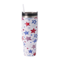 Gobelets isothermes à double paroi en acier inoxydable de 40 oz, motif drapeau américain, collection du 4 juillet et du Memorial Day