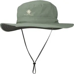 Logotipo camo bordado ao ar livre, chapéus de balde com corda