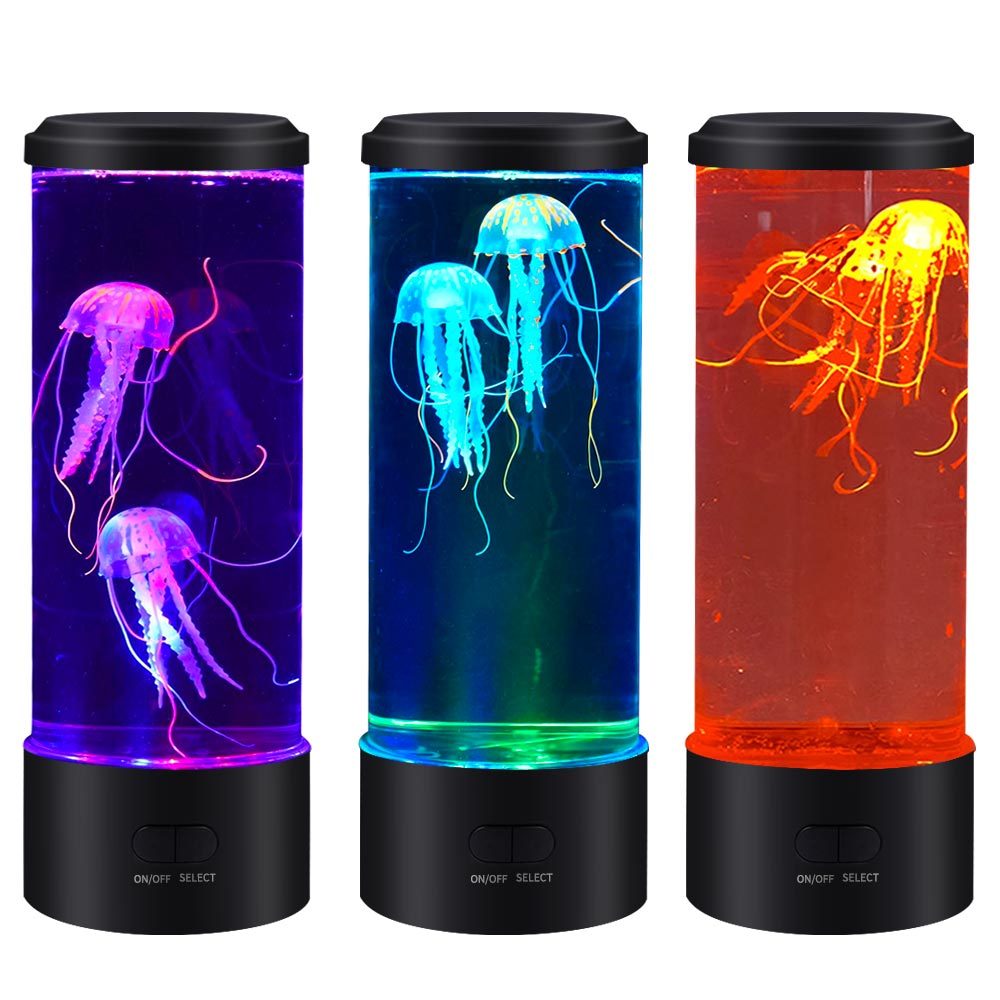 Various Colors Plug-In LED Jellyfish Lamp with Remote Control and Timer Function for Home Night Lighting and Mood Lighting