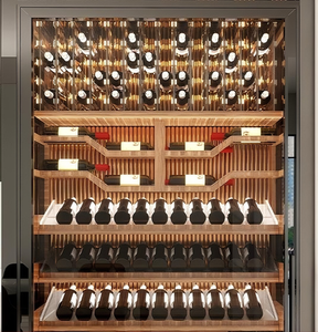 Italian Designer Modern Solid Wood Stainless Steel Wine Display <strong>Cabinet</strong> Cooling Feature Drawer 24 Stemware Capacity for Living - Product Image 3