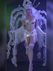 Conjuntos <span class=keywords><strong>de</strong></span> Disfraces <span class=keywords><strong>de</strong></span> Danza Escénica para Mujer Adulta, Blanco Hielo Nieve, <span class=keywords><strong>Sexy</strong></span>, Gogo, Gran Actuación, Fiesta <span class=keywords><strong>de</strong></span> Navidad, Día <span class=keywords><strong>de</strong></span> San Valentín, 100% Poliéster - Product Image 3