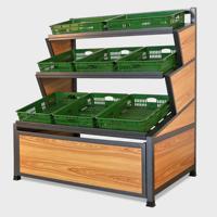 Hotselling CANGFAN merk enkelzijdig 4-laags lichtgewicht metalen houten supermarkt rek fruit- en groentepresentatie CE