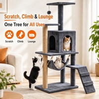 Arbre à chat multi-niveaux en gros pour chats de taille moyenne, tour à chat avec 2 condos, hamac, poteau à gratter en sisal et échelle d'escalade