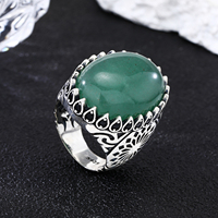 Vente en gros de bague vintage en Offre Spéciale turquoise pour homme bague en pierre d'aventurine en onyx noir et pierres