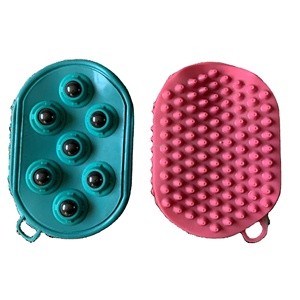 Cao su massage găng tay cà ri Lược nhựa bàn chải ngựa cho chải chuốt và làm sạch - Product Image 1