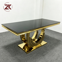 Table à manger rectangulaire en verre doré de luxe, fabrication directe d'usine ZKAI, pour événements de mariage