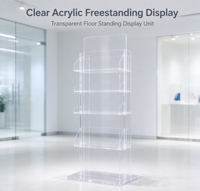 Étagère de présentation à 3 niveaux en acrylique transparent pour vitrine de magasin, exposition de produits