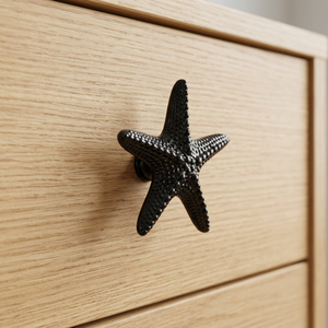 Starfish Shape Cast Iron Drawer Knob Modern Carved Design Bolt <b>Inserting</b> Type for Cupboard Shelve Drawer Opening Or Closing Use - Product Image 1