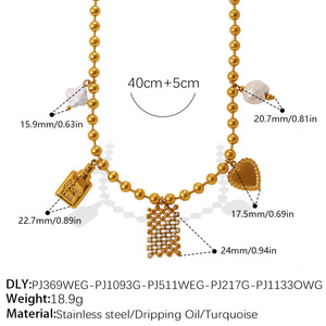 Fun Charm Beaded Jewelry <b>Set</b> Heart Compass Shape Color Retention Stainless Steel Versatile Matching Necklace <b>Bracelet</b> - Product Image 3