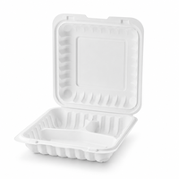 Contenants alimentaires jetables MFPP 9x9x3 pouces, 3 compartiments, 1200 ml, 40 oz, boîte bento carrée pour restaurant, à emporter, écologiques